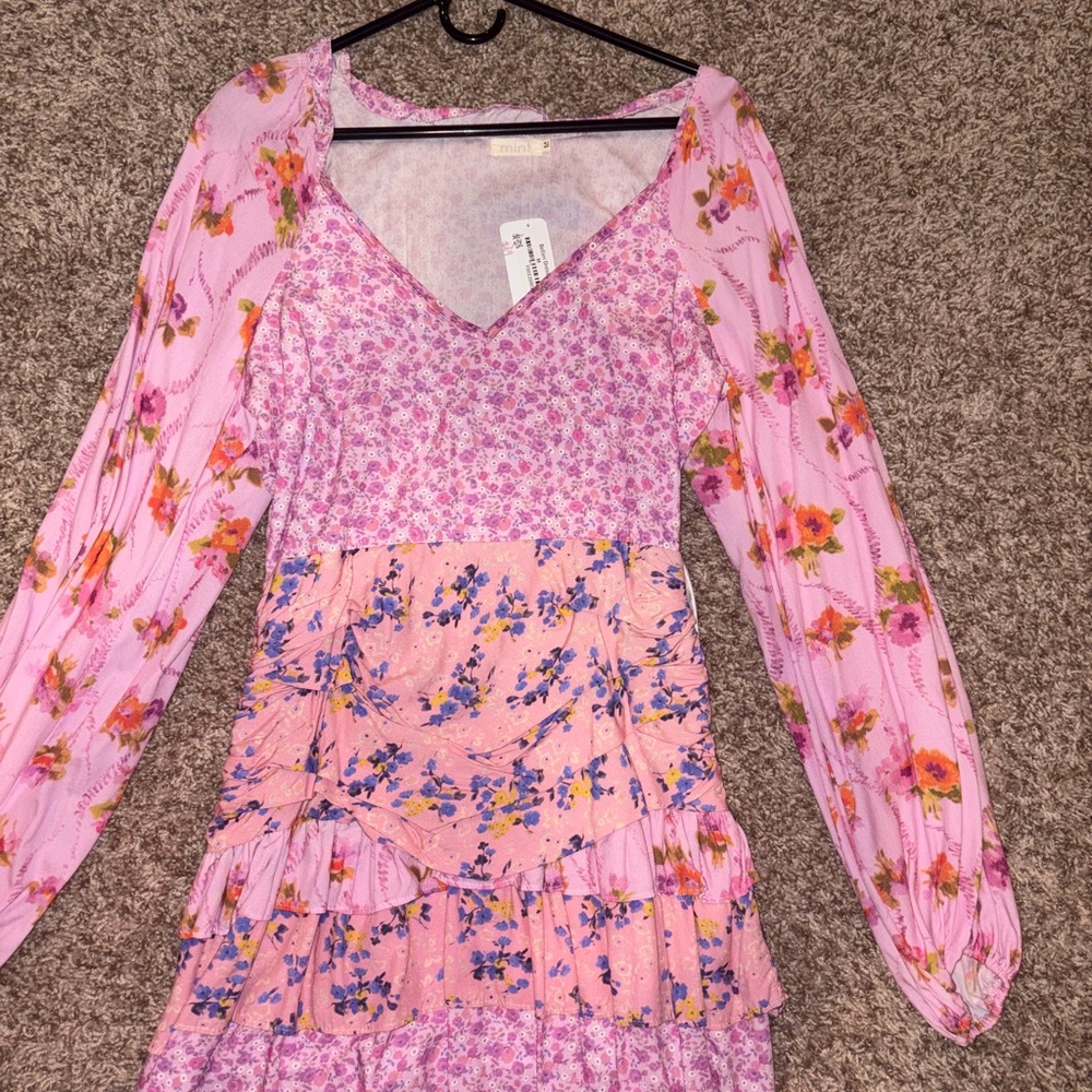 Pink and Purple Floral Dress - mint brand NWT